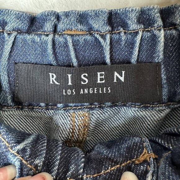 Risen Los Angeles Womens Jeans Elastic Waist 80s Y2K Distressed Denim Blue Sz 27 - Picture 6 of 12